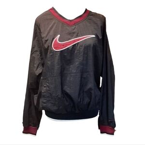 Vintage Nike Black Nylon Long Sleeve Pullover Windbreaker Top   Unisex Size XL